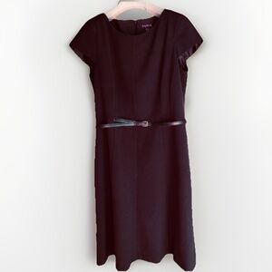 Long Tall Sally Dress  Size 14 Black Cap Sleeve Round Neck Flared Stretch Lined